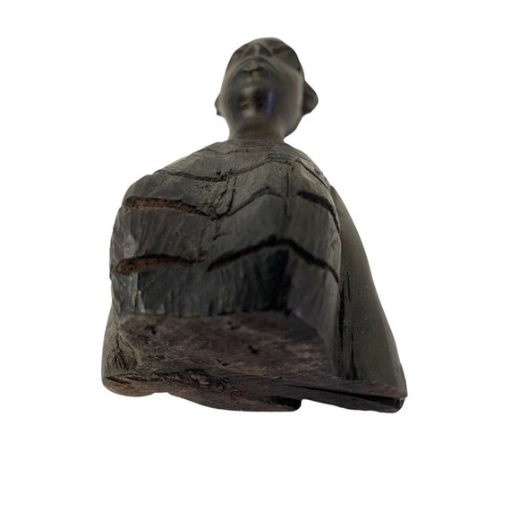 Woman Decorative Carved Chest Black Bust African Statue 5 1/3" x 2" - Picture 6 of 7